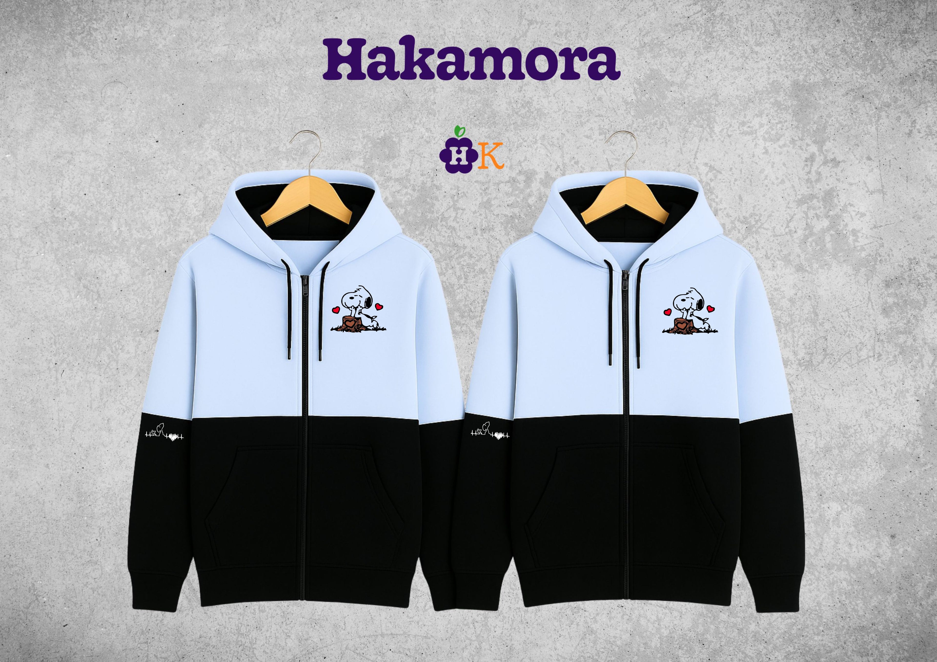 Buso Pareja blanco x negro Snopy Chaqueta